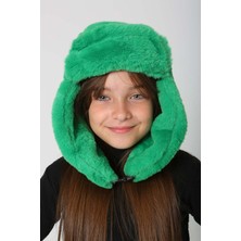 REMSA Çocuk Çıtçıtlı Kürklü Kulaklıklı Peluş Bere Şapka Rkş-Ç-03 Benetton