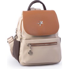 Nas Bag Kadın Sırt Çantası Çift Gözlü Spor Çanta Kum  Kahve Taba Dona   ( 23X26X14 cm )