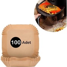 Buffer®  100 Adet Air Fryer Pişirme Kağıdı Tek Kullanımlık  Gıda Yağlı Kağıdı Kare Tabak Model