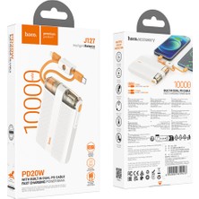 Hoco J127 Dijital Göstergeli Dual Kablolu 20W Hızlı Şarj Destekli 10.000 Mah Pd Mini Powerbank