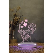 Yubi Design Elsa , Karlar Ülkesi - 3 Boyutlu 16 Renk Dekoratif Gece Lambası 3D