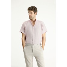 Kısa Kol Regular Fit Desenli Spor Pamuklu Kolay Ütülenebilir Gömlek