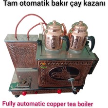 2 Demlikli Bakır Çay Ocağı Osmanlı Tuğra Model 2 Gözlü Bakır Çay Kazanı Elektrik + Tüplü Bakır Çay Semaveri Ets Sistemli