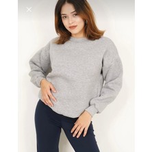 Bisiklet Yaka Gri Üç Iplik Şardonlu Sweatshirt