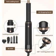 Ratiger 5'i 1 Arada Siyah ve Altın Renkli Air Curl Sıcak Hava Taraklı Saç Maşası (Türkiye Garantili) (Yurt Dışından)