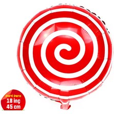 Parti Pera Kırmızı Beyaz Şeker Foyo Balon 18INÇ 45 cm