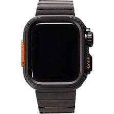 Lopard Apple Watch 7 45MM Sert Kasa Koruyuculu Metal Kordon Bilek Boyu Ayarlı KRD-126