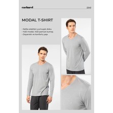 Cacharel Erkek %50 Modal, %50 Pamuk V Yaka Uzunkol T-Shirt