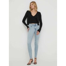 Pepe Jeans Yüksek Bel Dar Paça Regular Straight Mavi Kadın Denim Pantolon PL204584MI80