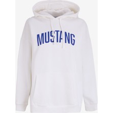 Mustang Kapüşon Yaka Baskılı Ekru Kadın Sweatshırt M4WL-SWT-1890