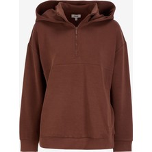 Jeep Kapüşon Yaka Düz Kahve Kadın Sweatshırt J4WL-SWT7032