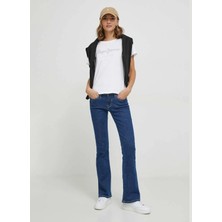 Pepe Jeans Bisiklet Yaka Baskılı Beyaz Kadın T-Shirt PL505749