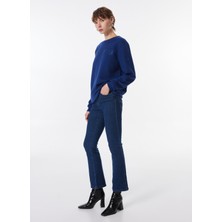 Mustang Normal Bel Düz Paça Flare Mavi Kadın Denim Pantolon Georgıa Skınny Flared
