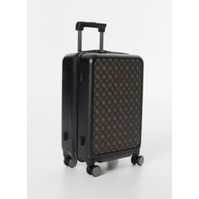 Guess Koyu Kahve Çekçekli Sert Valiz Verona Cabın Trolley - Make Up Case