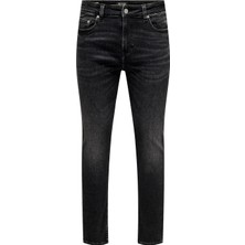 Only & Sons Normal Bel Dar Siyah Erkek Denim Pantolon Onsrope Slım-Tape Wb 0068 Dıa Dnm