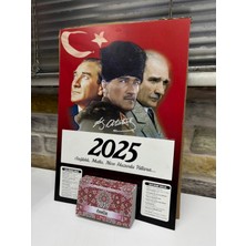 Ömür Takvim Atatürk Imzalı 3.bölge 2025 Kartonlu Yapraklı Duvar Takvimi