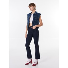 Mustang Normal Bel Düz Paça Flare Lacivert Kadın Denim Pantolon Georgıa Skınny Flared