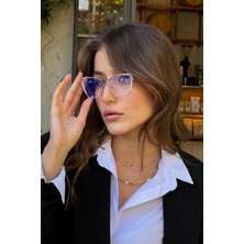 Falan Eyewear Kitty Kadın Blue Block Gözlük Gold-Krem