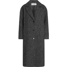 Calvin Klein Jeans Antrasit Kadın Kaban Melange Long Yün Coat