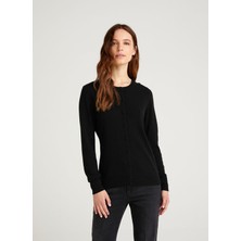 Sisley Bisiklet Yaka Normal Siyah Kazak Kadın 102HM5237