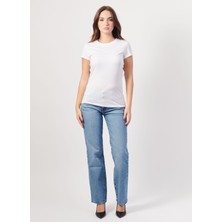 Armani Exchange Yuvarlak Yaka Düz Beyaz Kadın T-Shirt 6DYT11