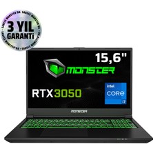 Monster Abra A5 V21.4.6 Intel Core I7 12700H 8 GB Ram 500 GB SSD 6 GB Rtx 3050 Freedos 15,6" Fhd 144 Hz Oyun Bilgisayarı