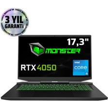 Monster  Abra A7 V14.5.2 Intel Core i5 13500H 32 GB RAM 1 TB SSD 6 GB  RTX 4050 FreeDOS 17,3" FHD 144 Hz Oyun Bilgisayarı