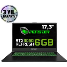 Monster Abra A7 V15.1 Intel Core I7 12700H 16 GB Ram 500 GB SSD 6 GB Rtx 3050 Freedos 17,3" Fhd 144 Hz Oyun Bilgisayarı