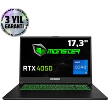 Monster Abra A7 V15.2.5 Intel Core I7 12700H 32 GB Ram 1 Tb SSD 6 GB Rtx 4050 Windows 11 17,3" Fhd 144 Hz Oyun Bilgisayarı