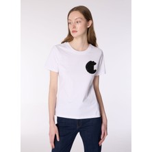 Just Cavalli Düz Beyaz Kadın T-Shirt 77PAHE12