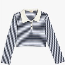 Koton Polo Yaka Tişört Uzun Kollu Düğme Detaylı Pamuklu