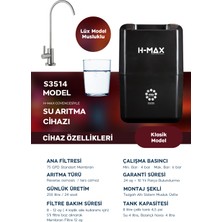 H-MAX Reverse Osmosis System 8 Litre 15 Aşama Mineralli 75 Gpd Su Arıtma Cihazı HMAXS3512