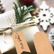 Roco Paper Co. Flama Delikli Kraft Fiyat Etiketi Hediye Paket ve Çanta Etiketi 100 Adet