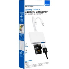 4in1 Lightning + Type-C To Otg Çevirici Hızlı Şarj ve Veri Aktarımı Sd/tf/usb Çoklu Port Adaptör