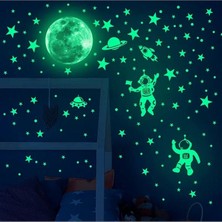 Major Selection Karanlıkta Parlayan Astronot Gezegen Duvar Stickerı