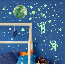 Major Selection Karanlıkta Parlayan Astronot Gezegen Duvar Stickerı