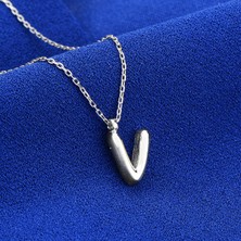 Barış Takı 925 Ayar Gümüş Inci V Harfli Hayalet Kolye