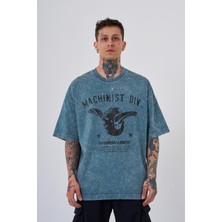 Machinist Erkek Yıkamalı Tire Baskılı Oversize Ghost Spotted Tişört