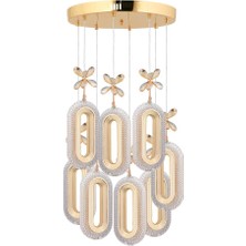 Istanbul Avize Alfa 8'li Gold Üç Renk Ledli Lüx Avize