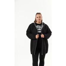 Büyük Beden Tost Kapitone Mont Siyah