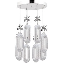 Istanbul Avize Alfa 8'li Gümüş Üç Renk Ledli Lüx Avize