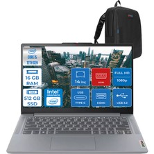Lenovo Ideapad 3 Slim Intel Core I5 12450H 16GB 1tb SSD Intel® UHD Graphics  IPS 300NITS Windows 11 Pro 14" Fhd Taşınabilir Bilgisayar IS83EQ0065TRP02 + Zettaçanta