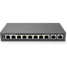 Ruijie-Reyee RG-ES110D-P 8 Port Poe+ 10-100 Mbps 2 Port 10-100-1000 Mbps Uplink Switch Çelik Kasa