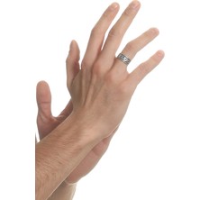 Labalaba Erkek Antik Gümüş Kaplama Ayarlanabilir Otantik Desenli Yüzük