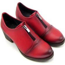 Brittany Kırmızı Hakiki Deri Günlük Topuklu Ayakkabı