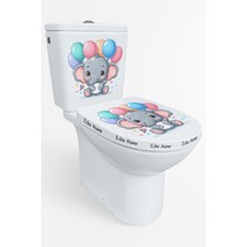 Echo Home Renkli Balonlar Kalpler ve Minik Sevimli Fil Klozet Sticker Banyo Sticker