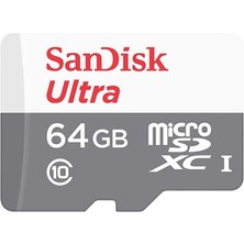 Sandisk 64GB SDSQUNR-064G-GN3MN Ultra Microsdxc 64GB 100MB-S Class 10 Uhs-I Hafıza Kartı
