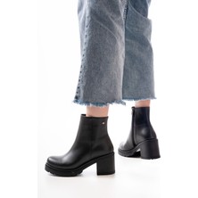 Siyah Fermuarlı Kalın Topuklu Günlük Kadın Bot Bayan BOT767-302