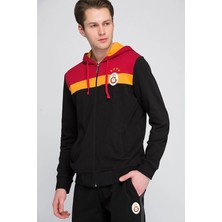 Galatasaray Orijinal Sweatshirt Kapüşonlu Fermuarlı Siyah Sweat