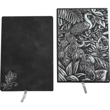 Hitit Hediyelik Gümüş Tavus Kuşu Kabartmalı Deri Defter